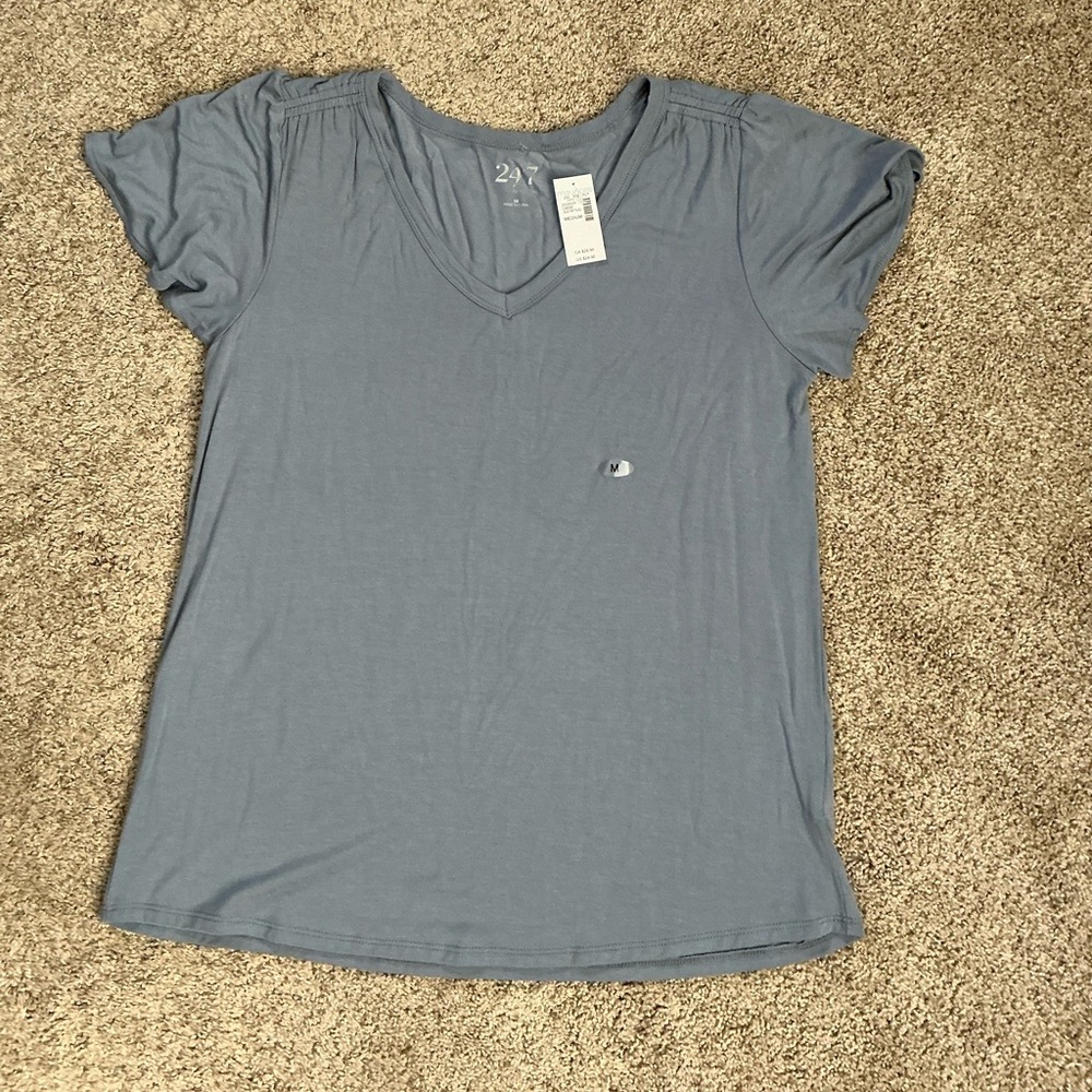 Maurices Slate Blue Short Sleeve V-Neck Tee